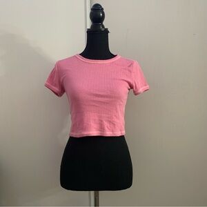 Forever 21 Women's Pink Ribbed Crop-top